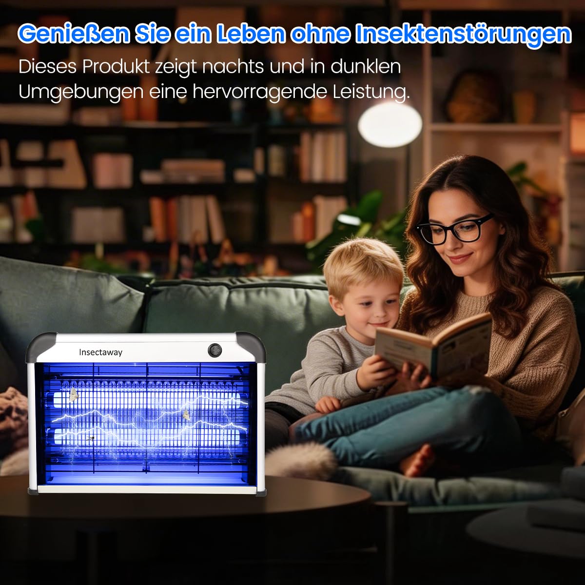 Insektenvernichter Elektrischer 2PCS, 20W UV Doppelgitter 2400V Fliegenfalle Elektrisch Mückenfalle Insektenfalle, Moskito Killer Mückenlampe mit Wandkette für Innen AuÃŸen Mücken