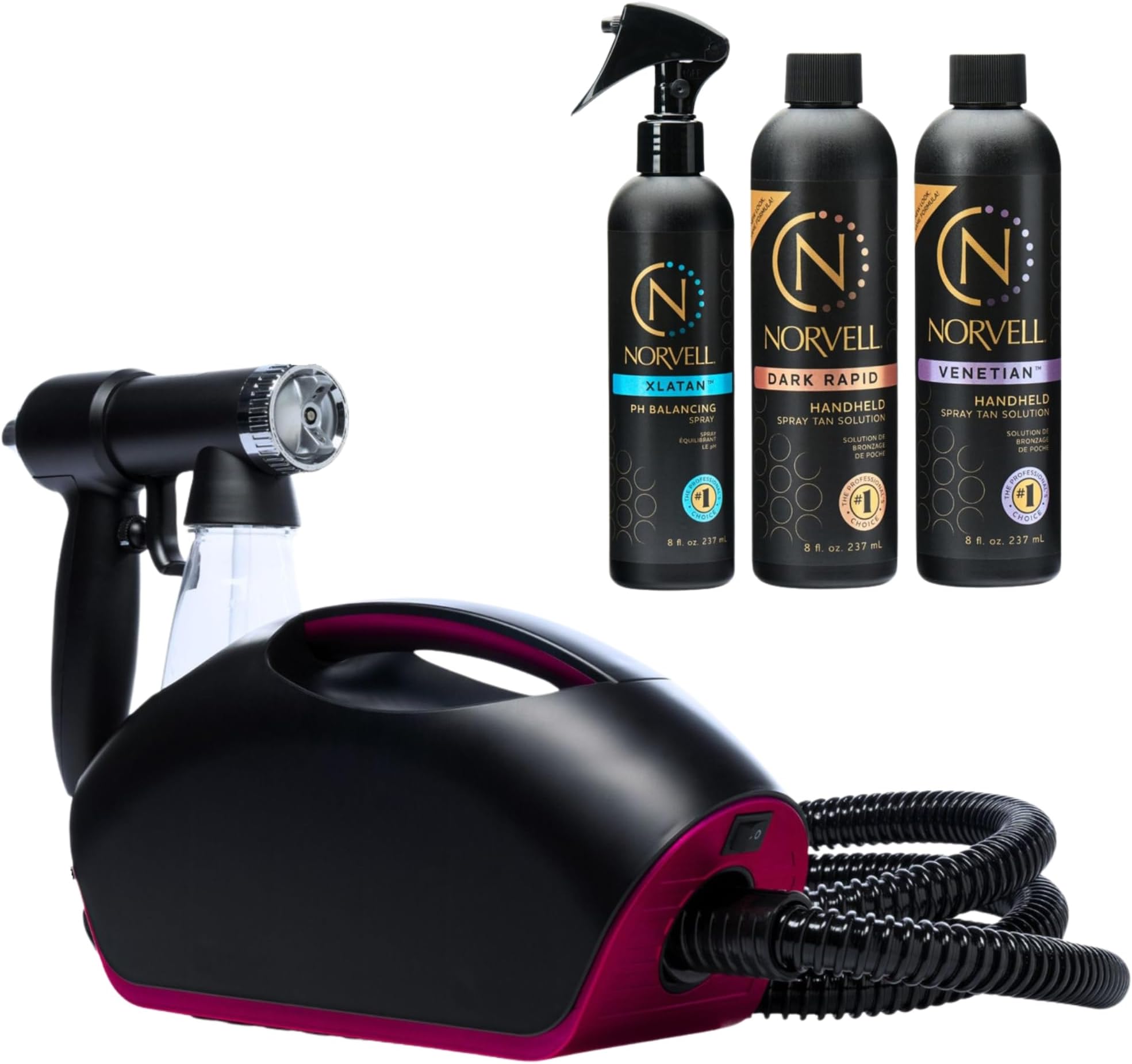 Fascination Spray Tanning Kit Machine with Light Bundle with Tanning Solutions and Prep Spray