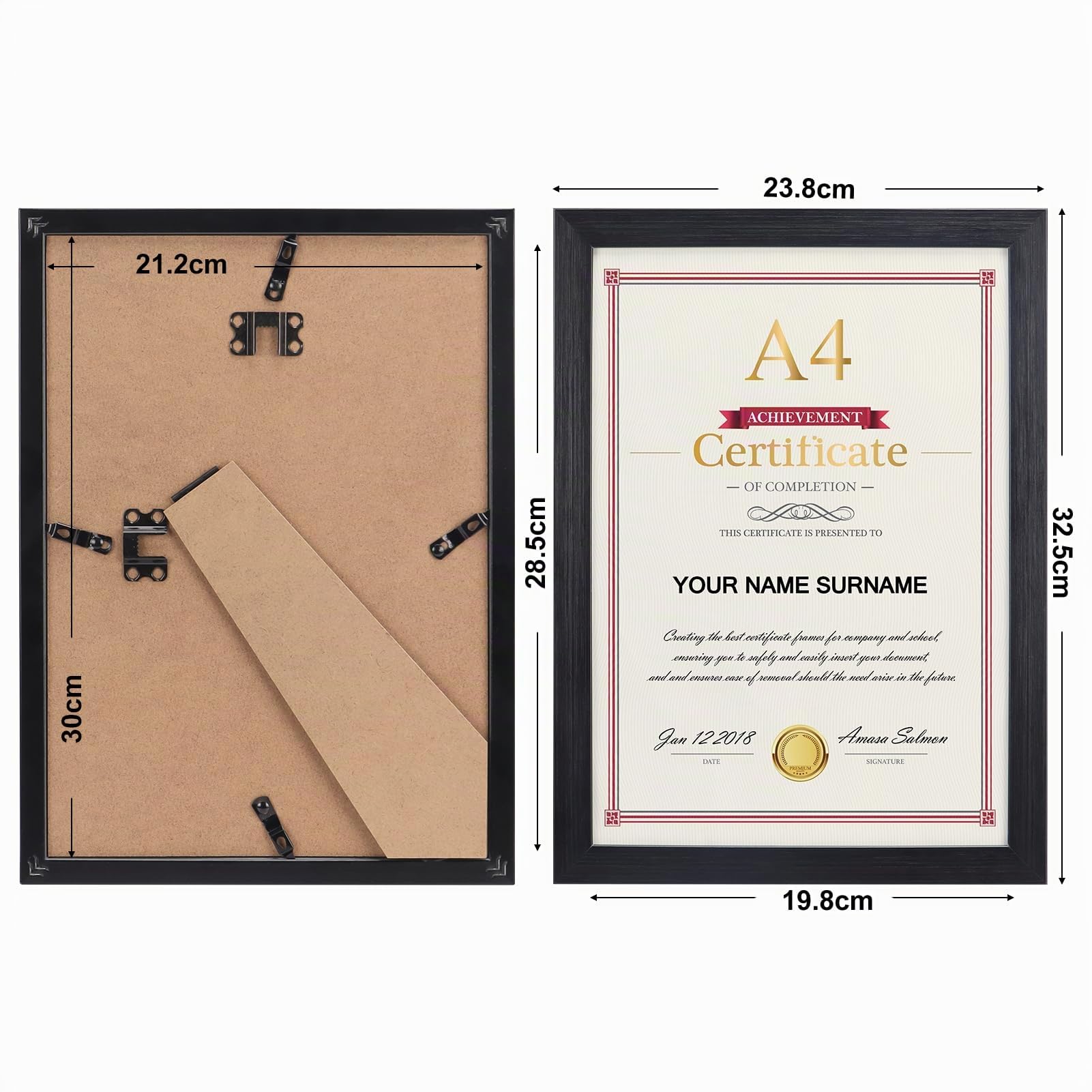 Giftgarden Lot de 12 Cadre Photo A4 (21x29.7 cm), Cadre Photo Noir pour Certificat Diplôme et Document, Sur table et à suspendre