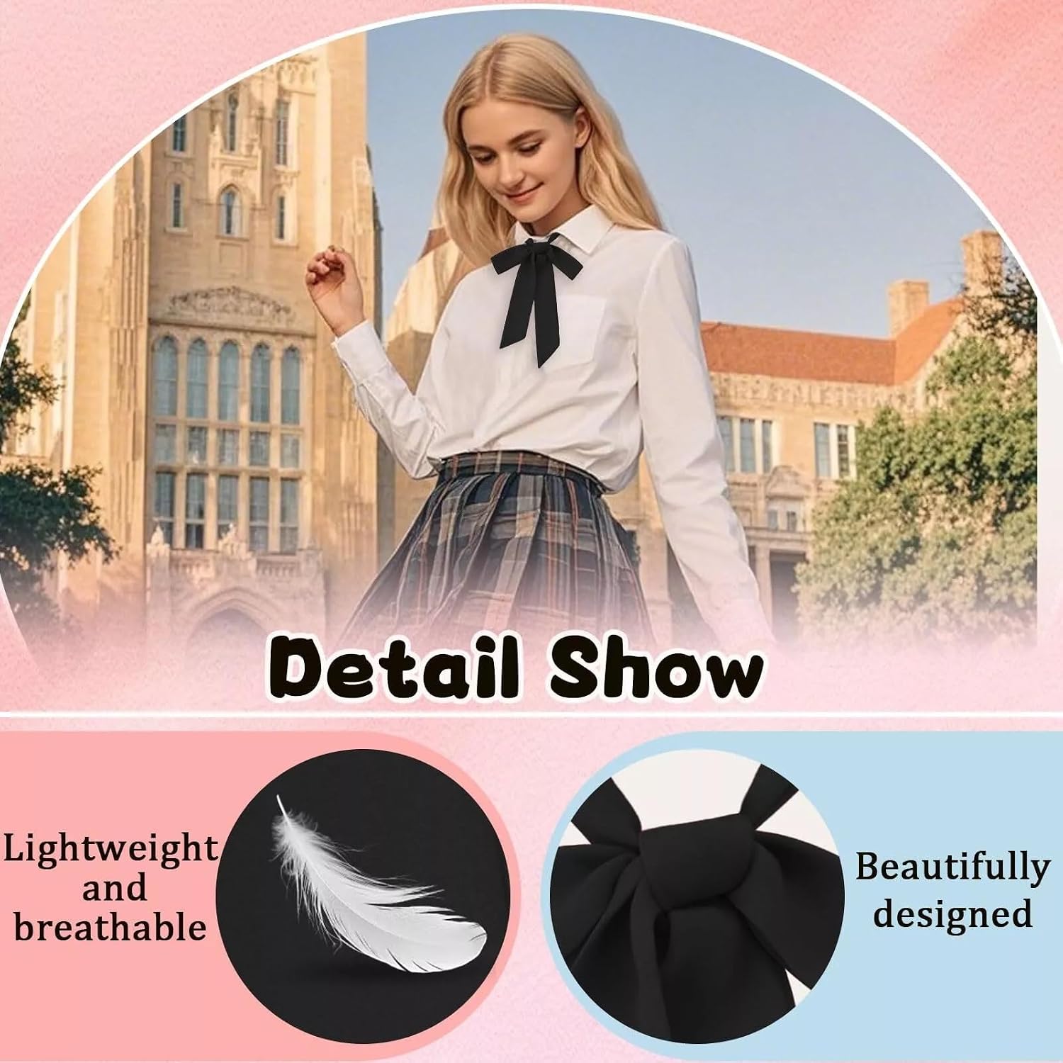 1 Pc Black Satin Ribbon Self-tie Folding Bowties Accessory for School Uniforms, Soft Adjustable Bow Tie for JK Cosplay Wedding Party for Women/Girls