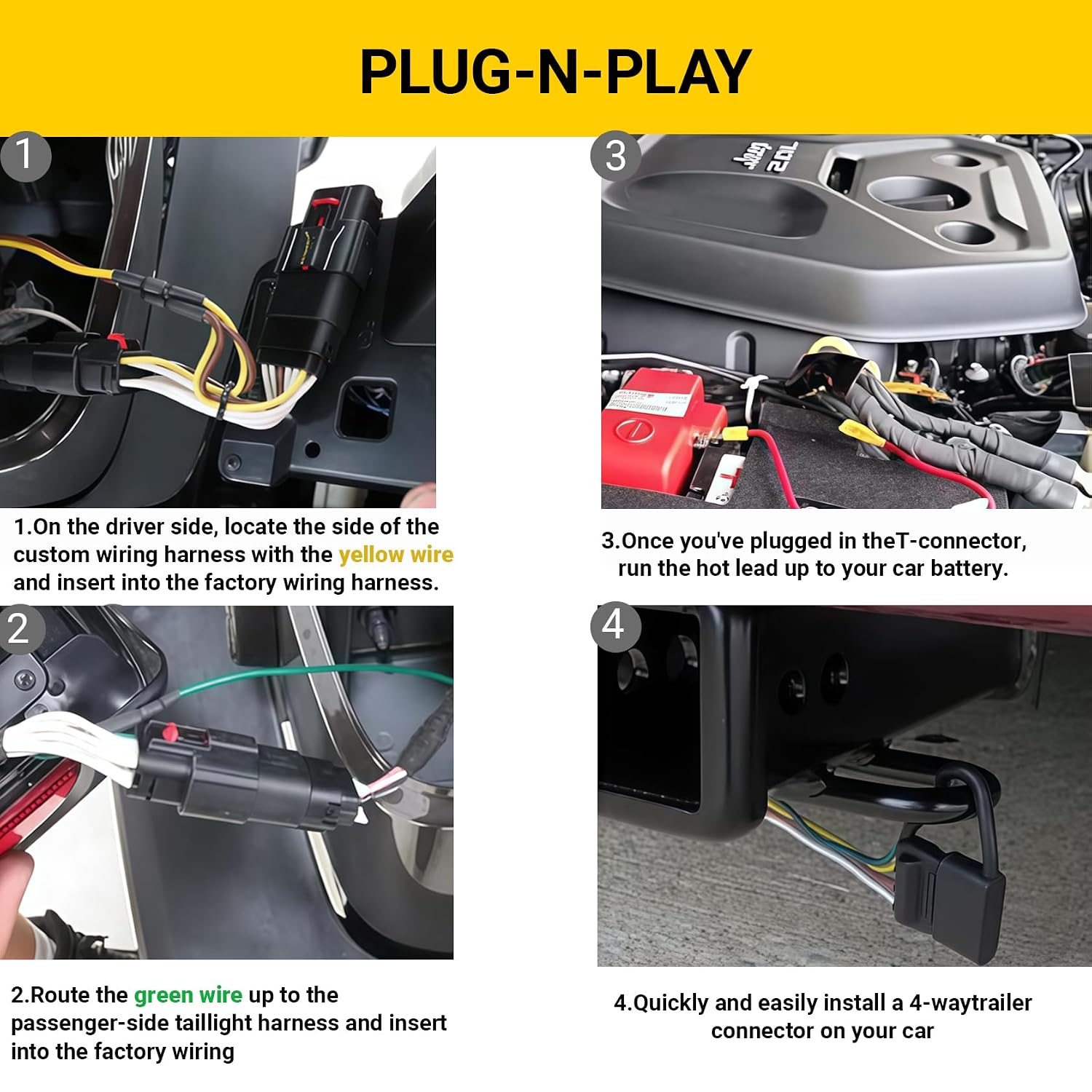 Plug and Play 4-Pin Trailer Wiring Harness 56158 Compatible with Honda CRV CR-V 2012 2013 2014 2015 2016 Trailer Tail Light Connector Harness Towing Hitch Wire Harness Kit