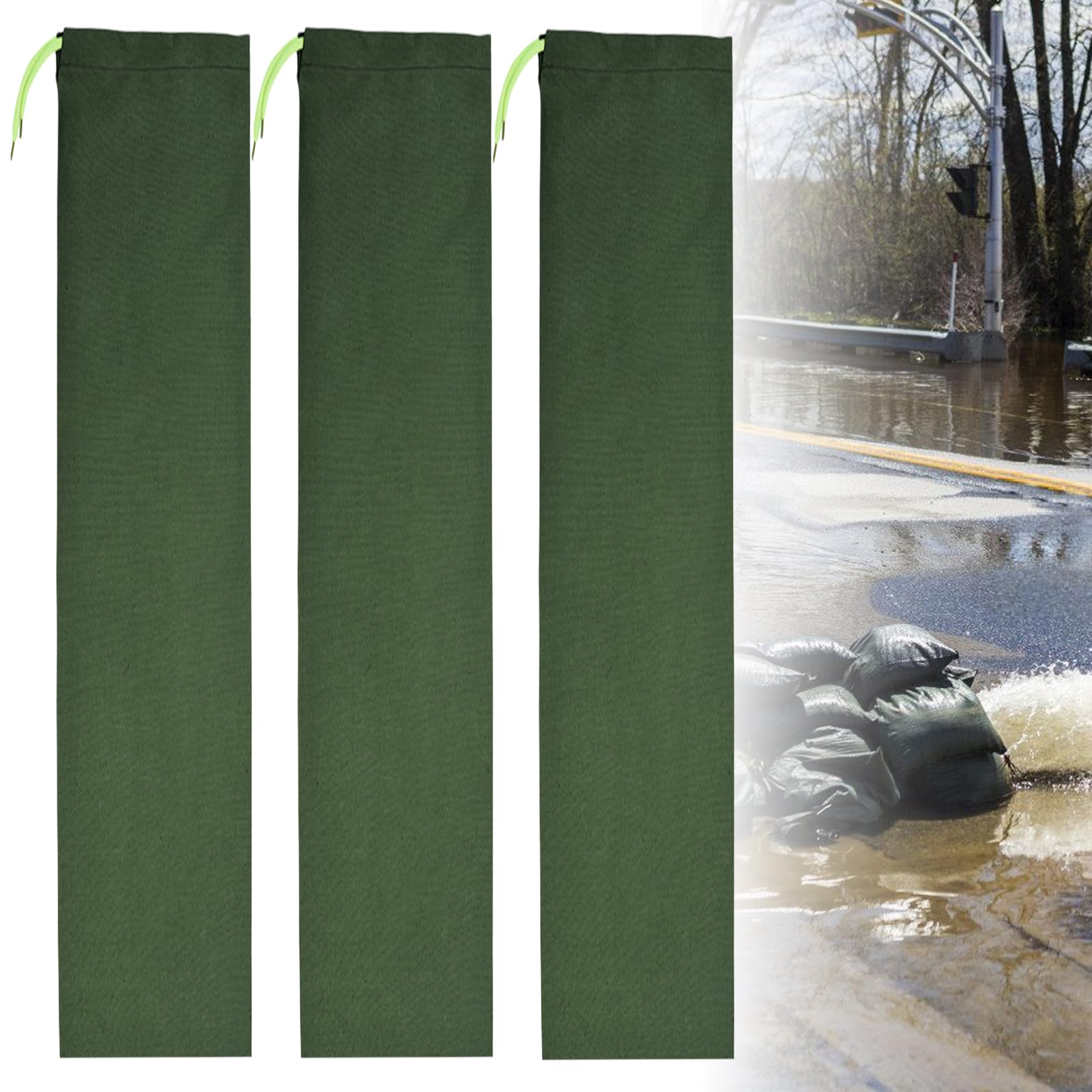 Bolsas De Arena Para Inundaciones, 3 Piezas Sacos De Arena Para Inundaciones, Bolsas De Arena Espesas, Bolsas De Arena Para Control Antiinundaciones para Barrera Contra Inundaciones(20 * 150cm)