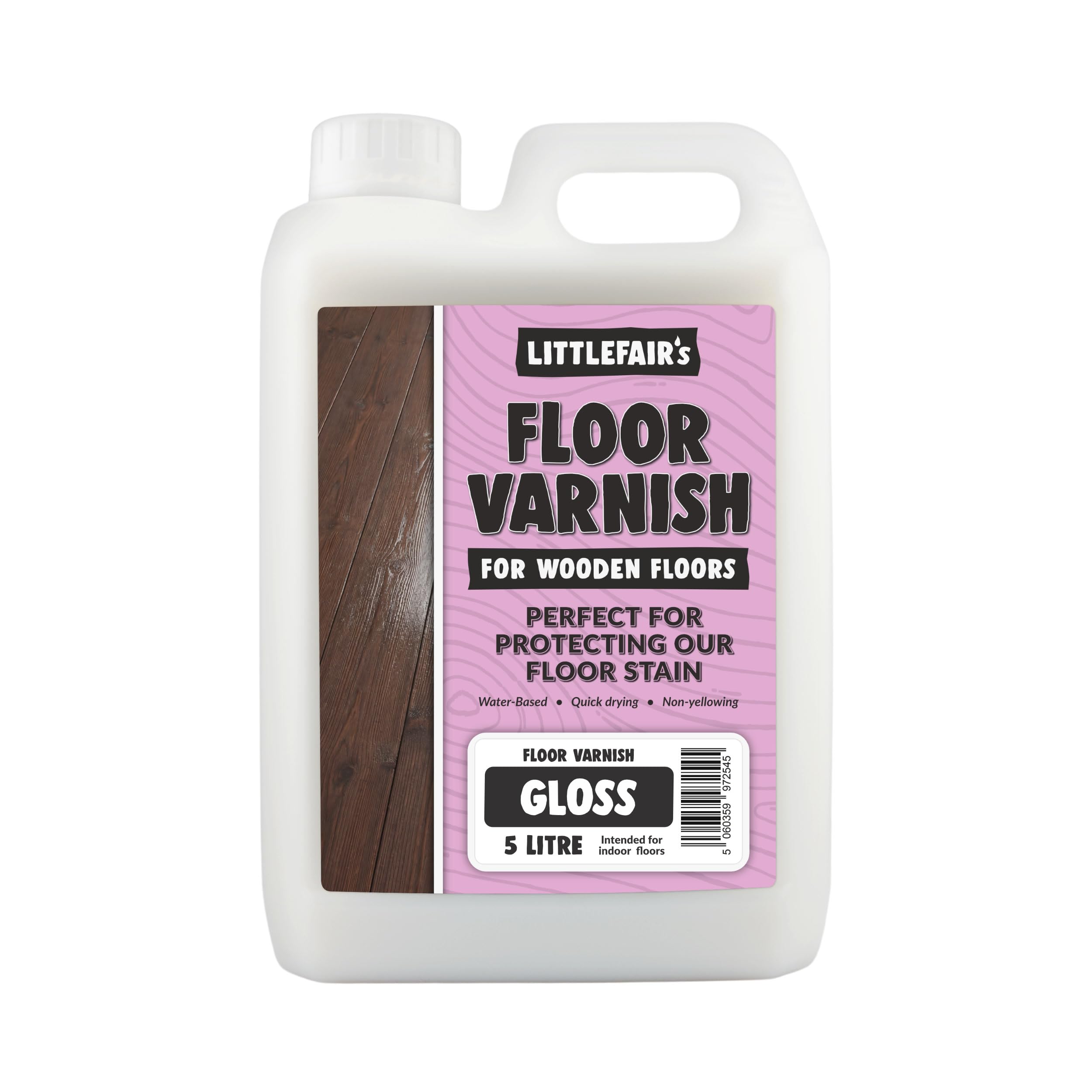 Littlefair’s Floor Varnish for Wooden Floors 5ltr - Quick Dry, Low Odour & Easy Clean - Tough & Hardwearing Formula - Premium Non-Yellowing Clear Polyurethane Varnish - Versatile Wood Floor Varnish