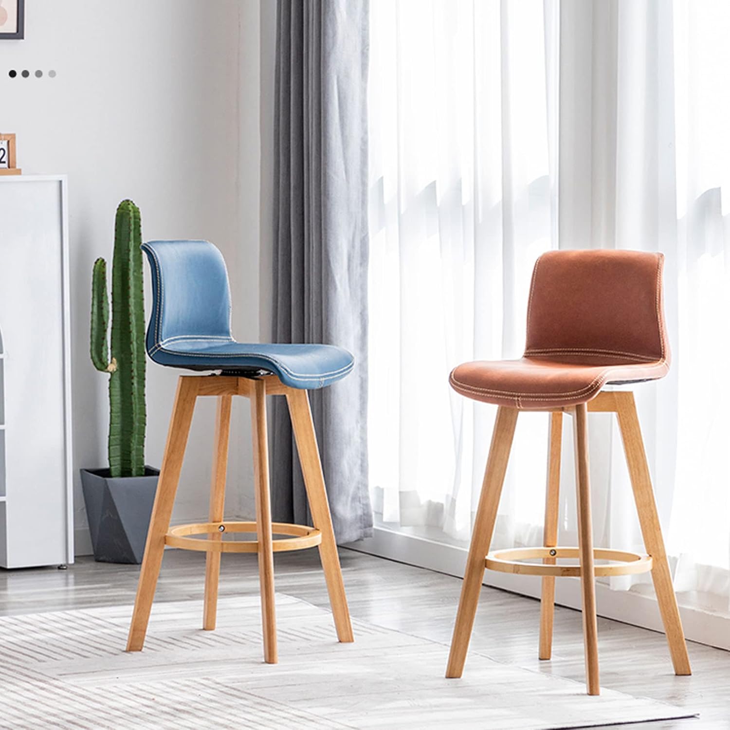 Bar Stools Set of 2 Bar Chair 360º Swivel Pu Leathaire Counter Height Stools Pub Kitchen Stools Chairs, Dining Room Furniture 330 Lbs Capacity