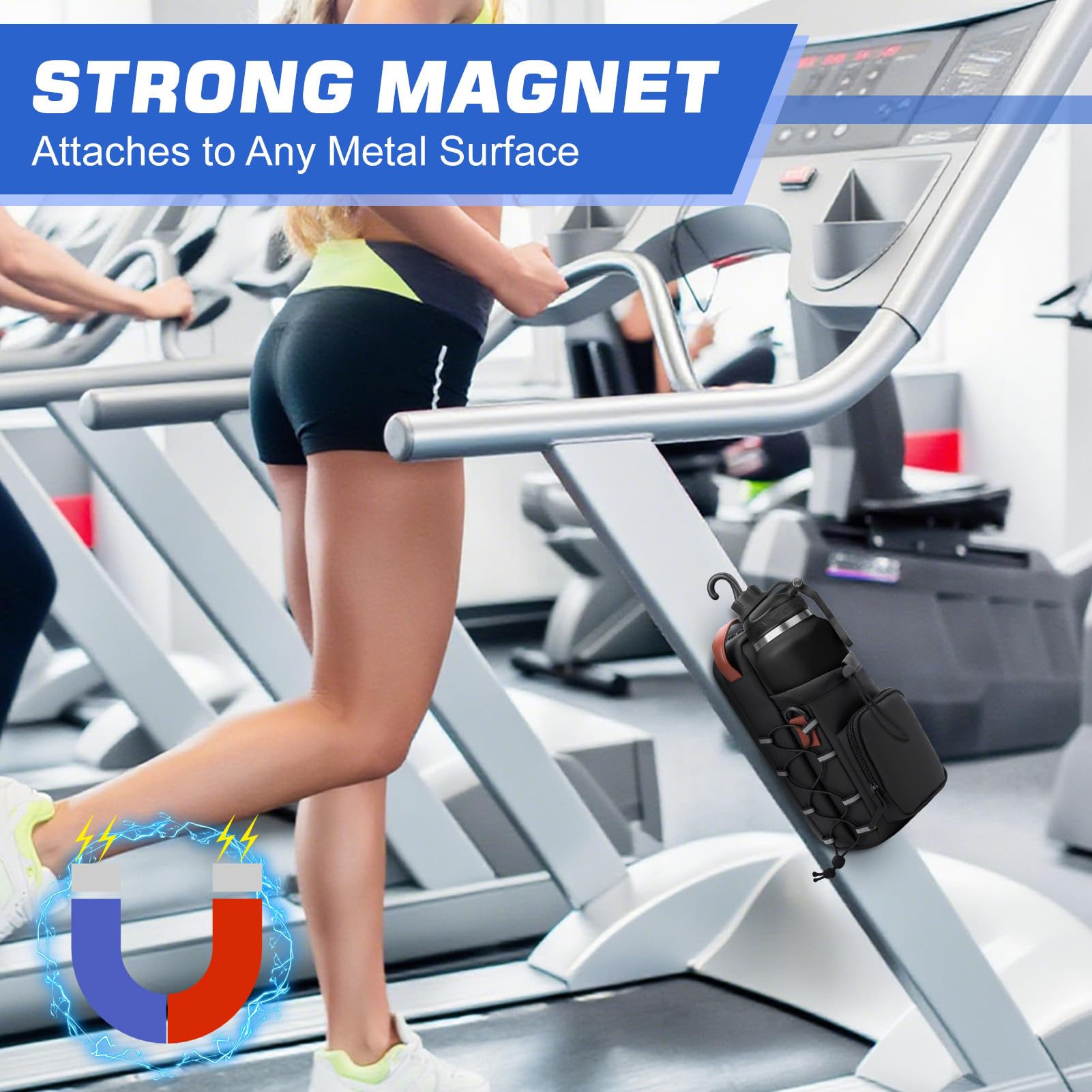 Sac de gym magnétique ZEMBSOYA étanche noir 1,2 litres 15 livres