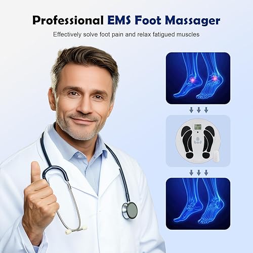 Miniatura 3 de Estimulador muscular electrónico (modelo AST-300W), masajeador de pies EMS para neuropatía, estimulador de circulación de pies TENS y EMS (grande)