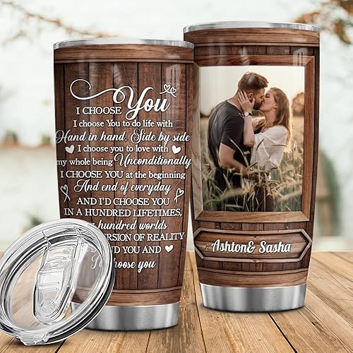 Miniatura 4 de Wassmin Vaso personalizado para marido y esposa, con foto personalizada, 20 onzas, 30 onzas, taza de viaje, aniversario, San Valentín, cumpleaños,