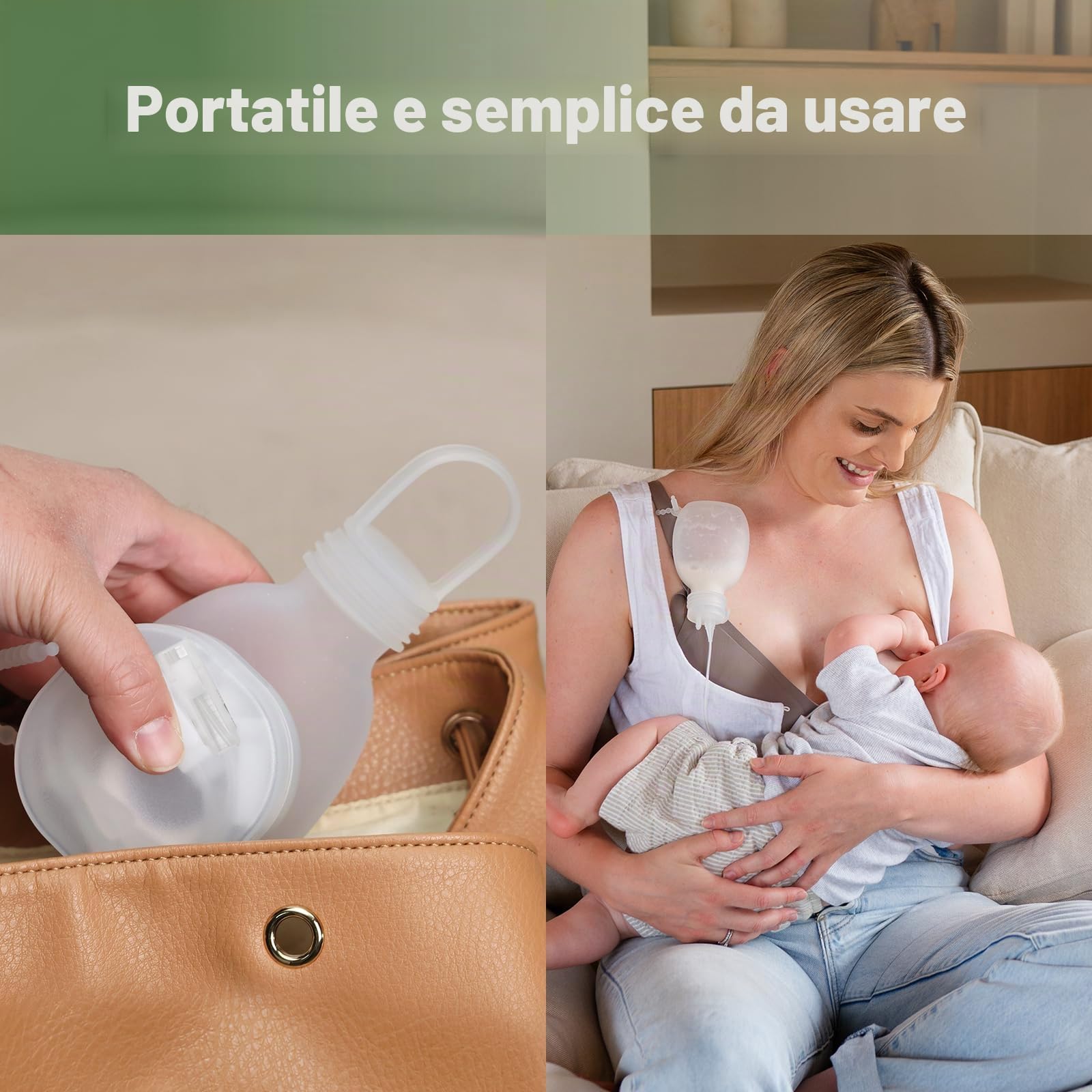 haakaa Sistema infermieristico supplementare per l'allattamento al seno, set di tubi per l'alimentazione del bambino in silicone e sacchetto, integratore al seno con controllo del flusso a doppio tubo