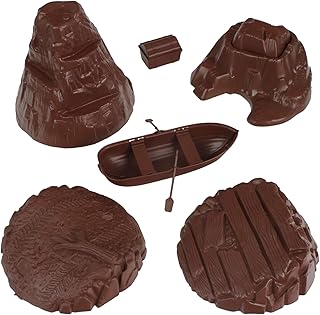 TimMee Battle Terrain Plastic Army Men Playset Accessories - Volcano Island Boat