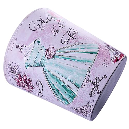 Miniatura 7 de Scakbyer Cubo de basura de 2.64 galones, cesta de basura decorativa, cesta de papel de piel sintética, bote de basura impermeable para baño,