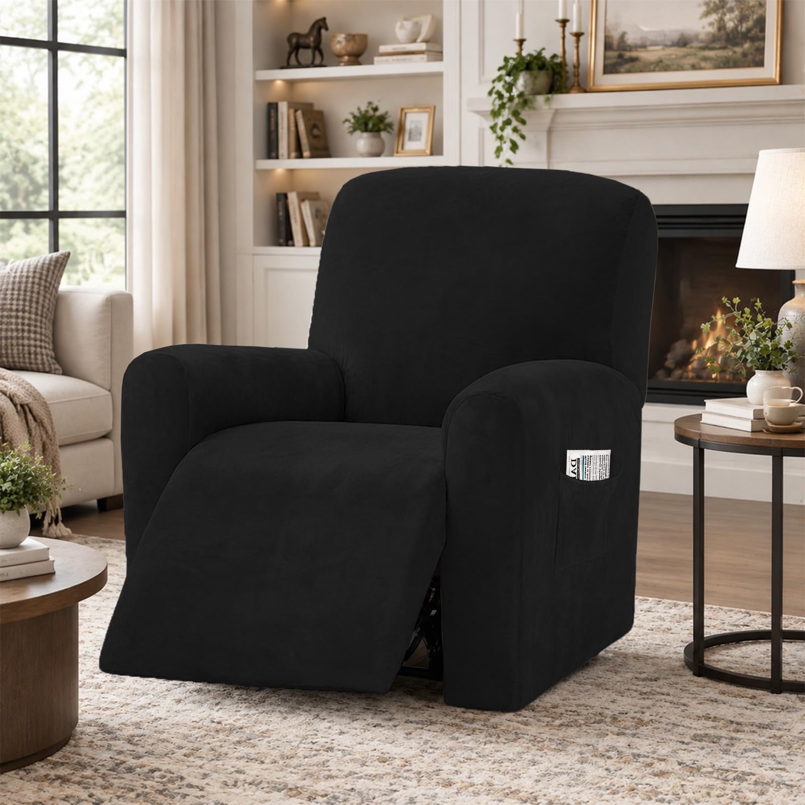 Stretch Velvet Recliner Chair Cover, 1-Seater Recliner Sofa Cover — image 1
