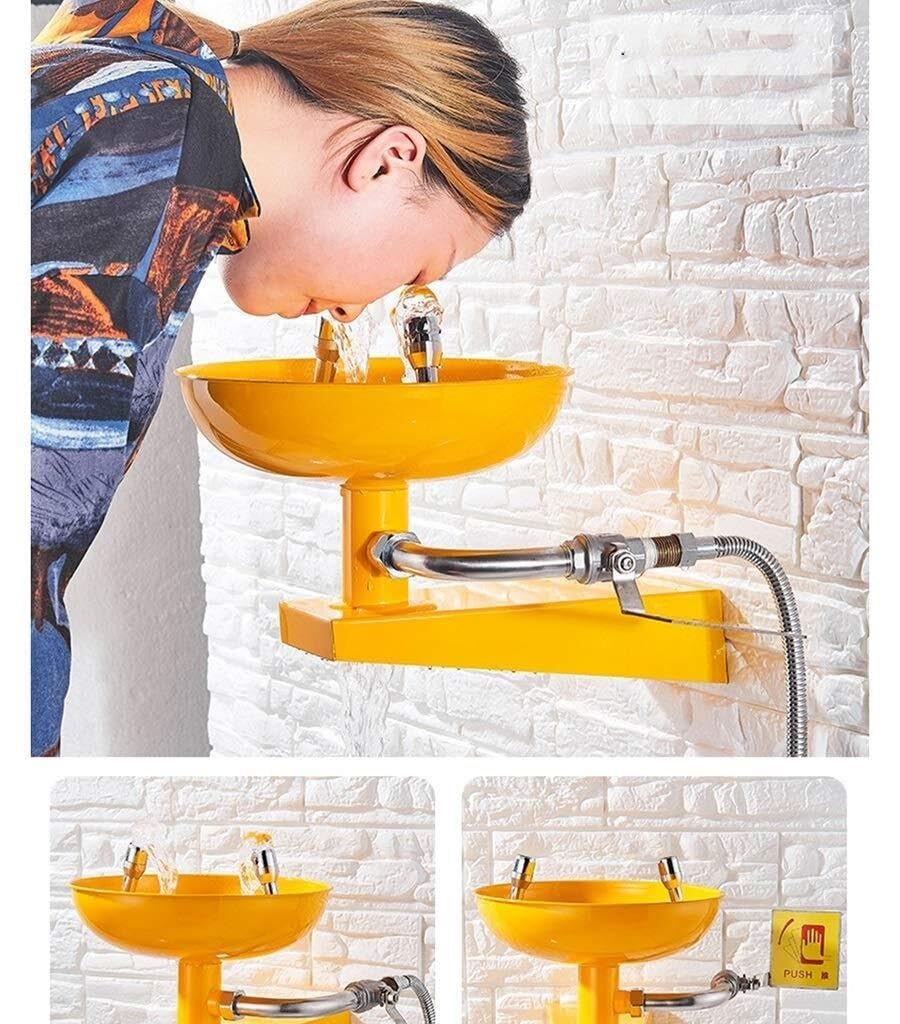 Estación lavaojos de pared de acero inoxidable, estación lavaojos con ducha de emergencia, sistema de ducha de seguridad, estación lavaojos y lavado de cara