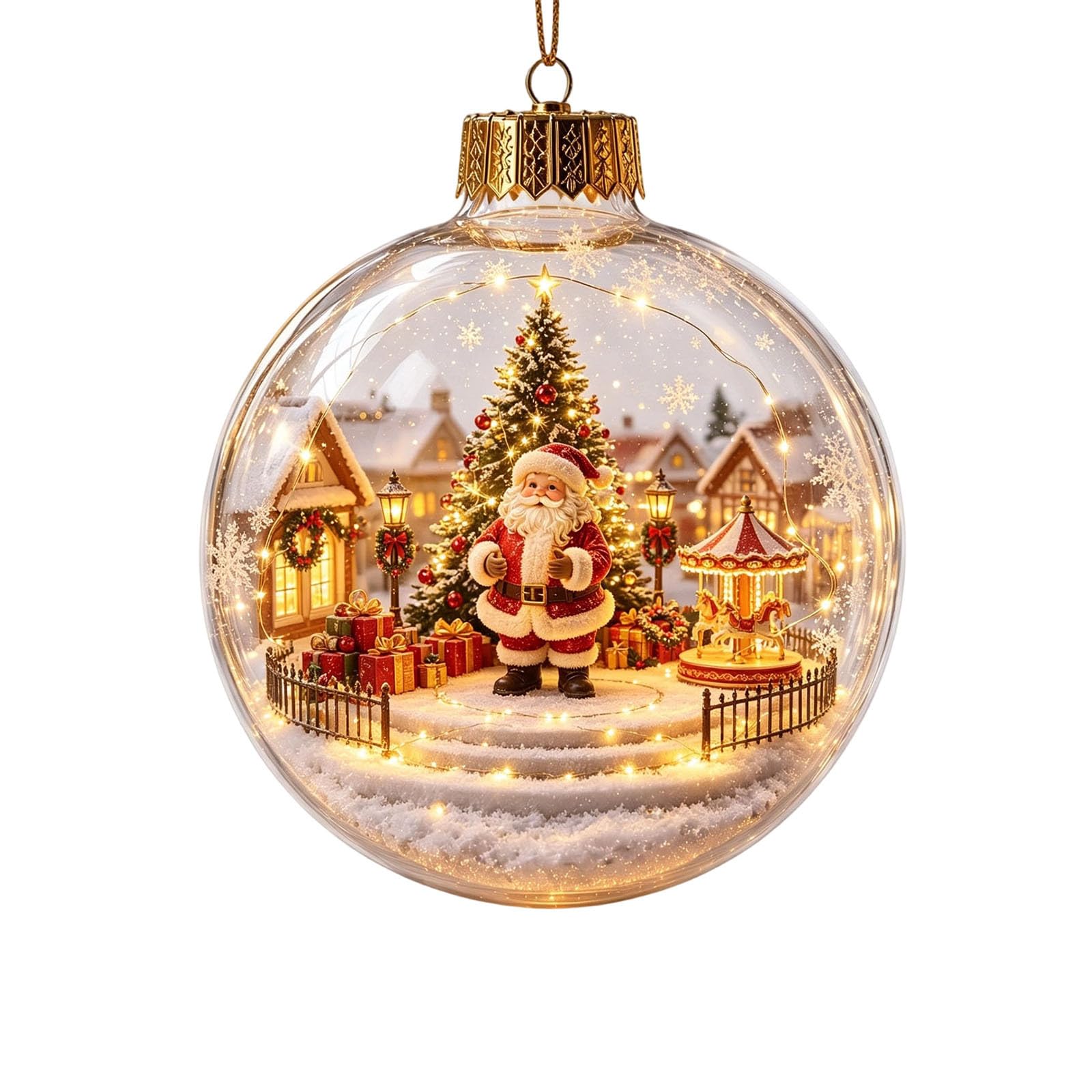 Glowing Christmas Story Ornament, Light-Up Mini Holiday Scene Baubles