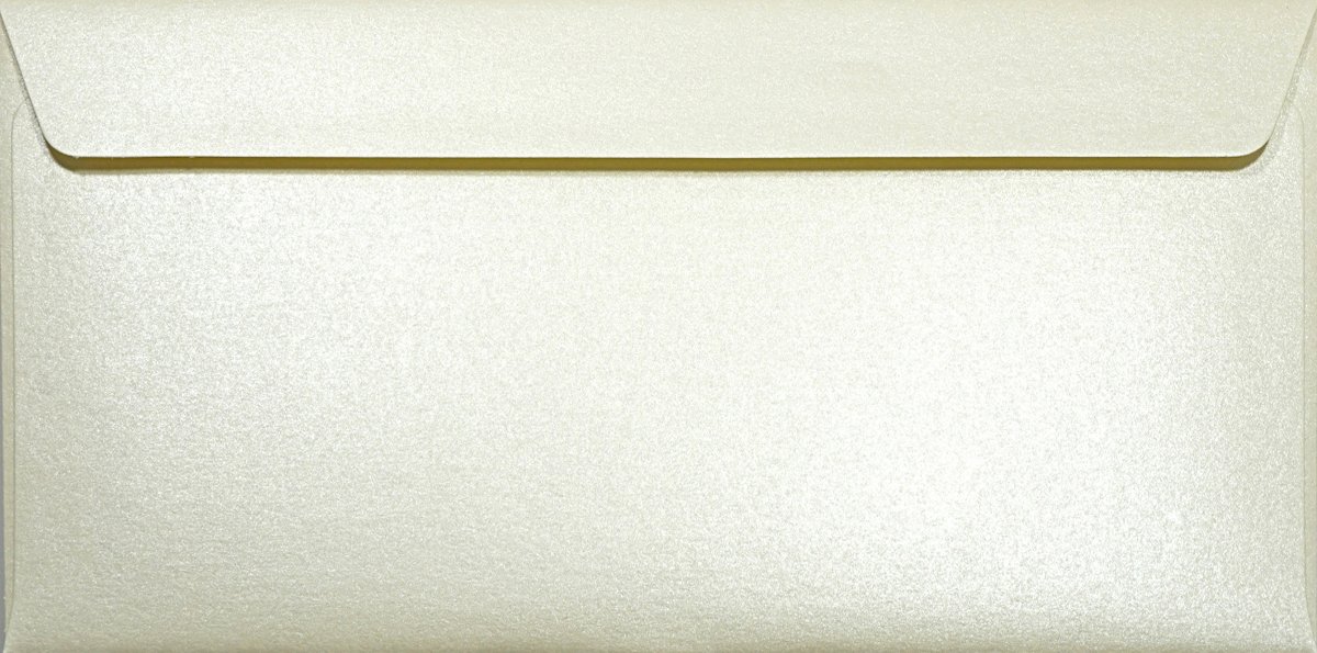 Netuno 25 Long Cream Pearl envelopes DL 110 x 220 mm 4.33 x 8.66 in 120gsm Majestic Candlelight Cream Long Pearlescent Envelope Shimmer envelopes for Wedding Invitations Letters Flyers Business Cards