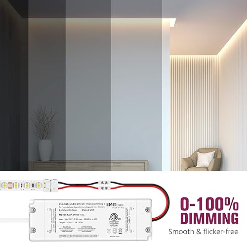 Miniatura 3 de EMITEVER Tira de luces LED a prueba de agua, color blanco frío, 5000 K, IP67 para exteriores, 24 VCC, 2.9 W/pies, 16.4 pies, certificación UL para