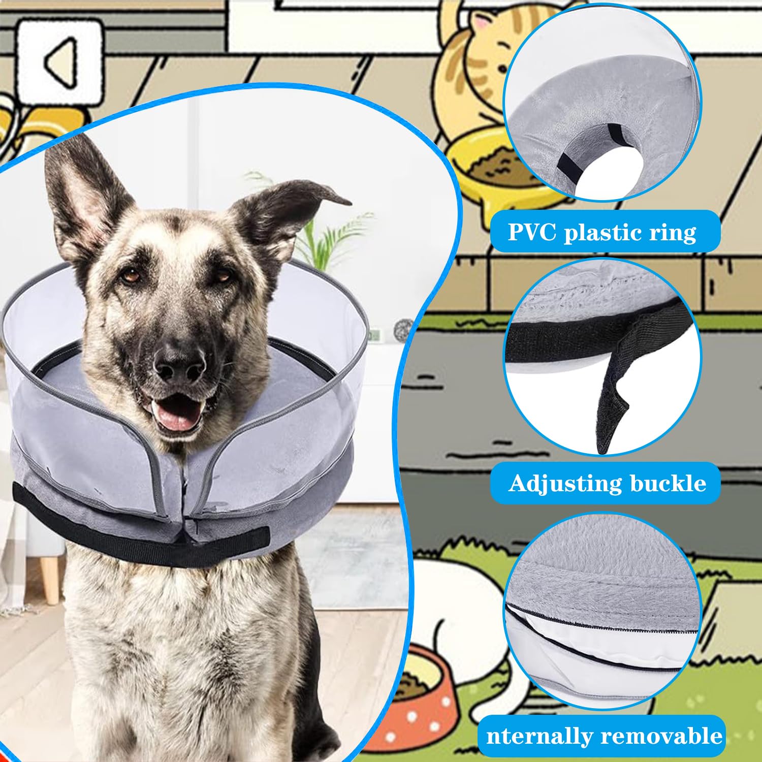 Collare Gonfiabile Per Cani E Gatti - Confortevole, Regolabile, Per Post-Operatorio - Foto 3