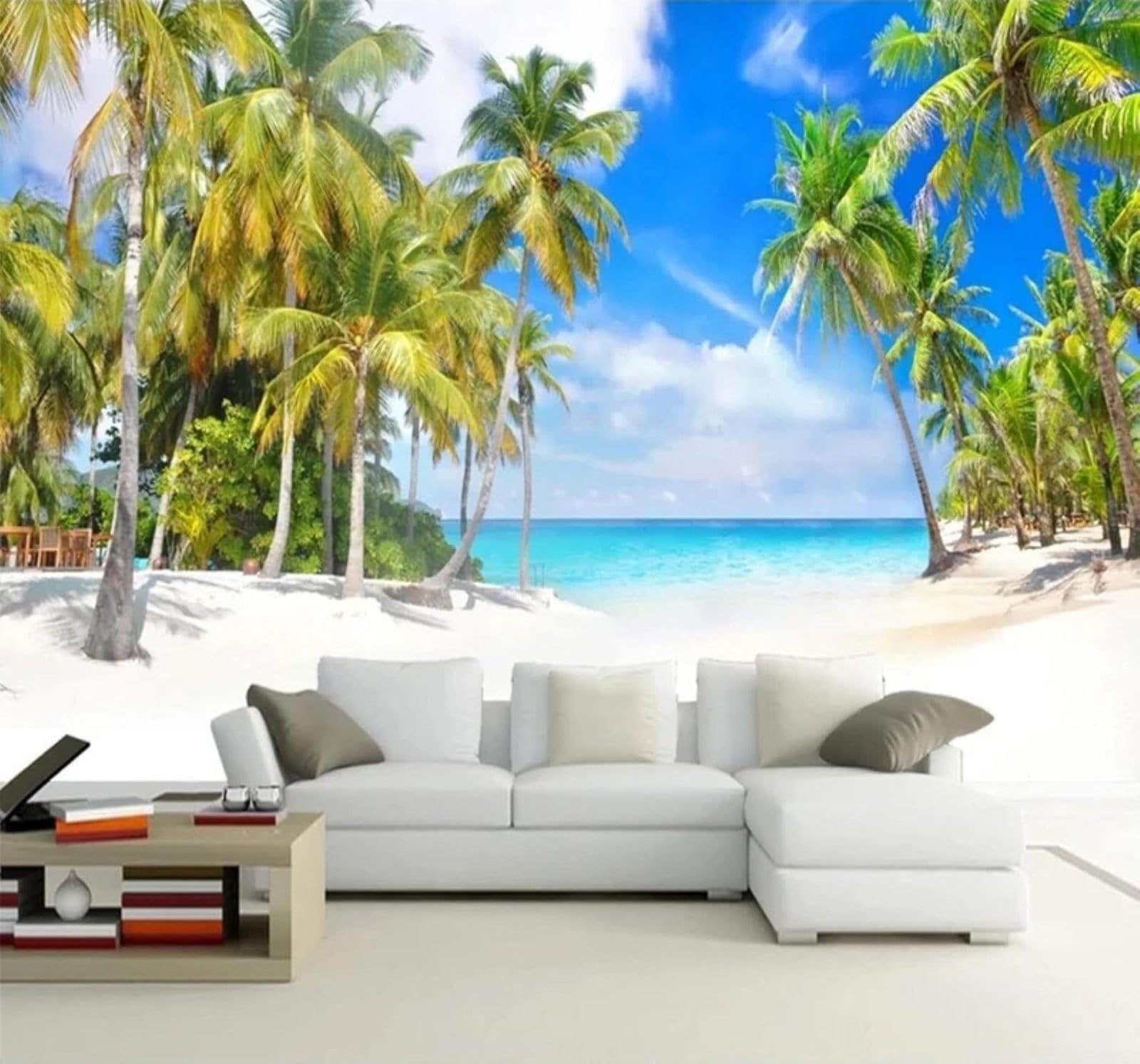 XLMING Fresh Beach Sea Coconut Trees Seascape 3D Wallpaper Luxury Home Dining Decor Paste Sofa Living Room The Wall for Bedroom Mural-430cm×300cm