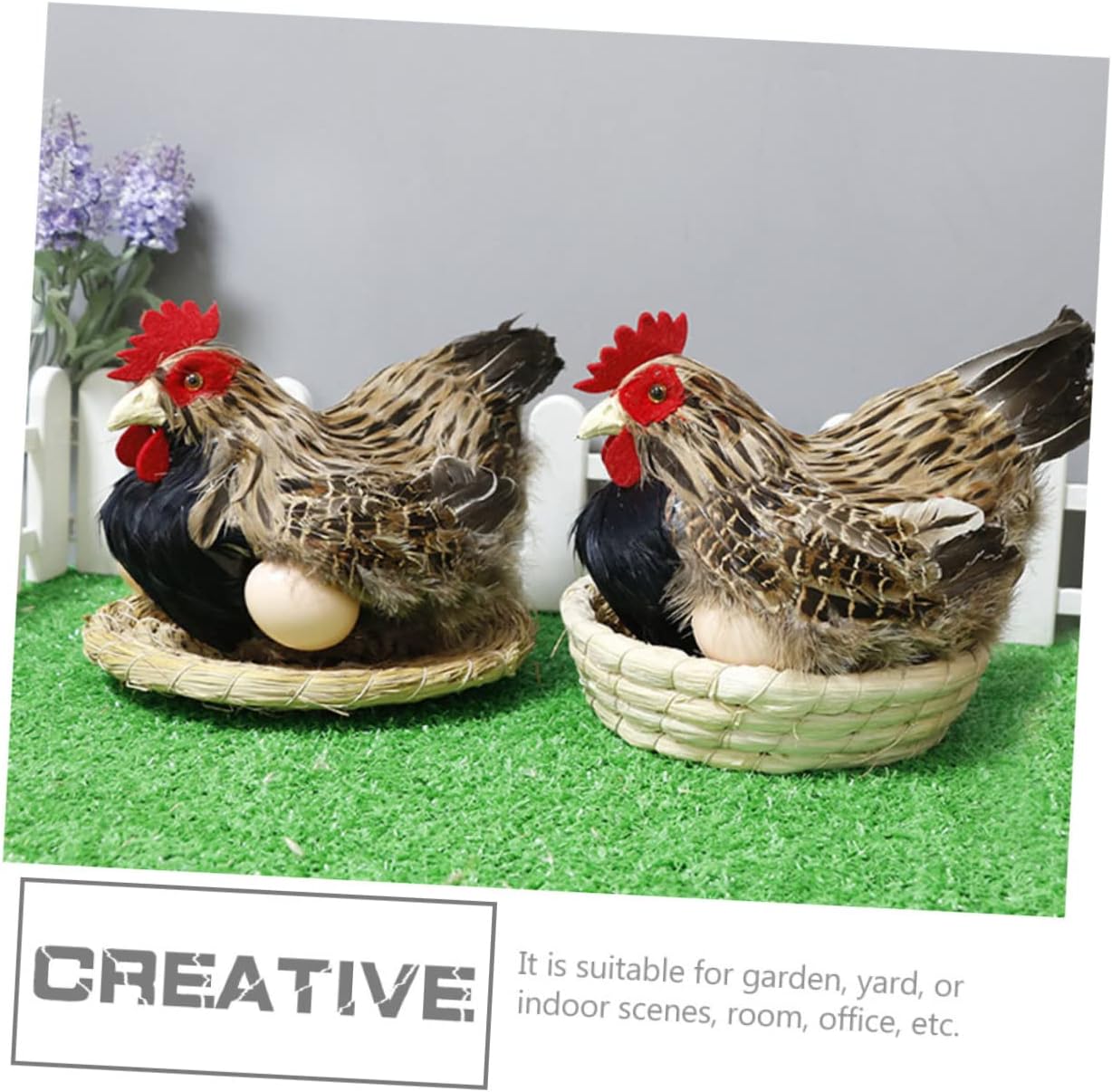 Totority Hatching Chicken Ornaments Chickens Statue for Home Decor Garden Adornment