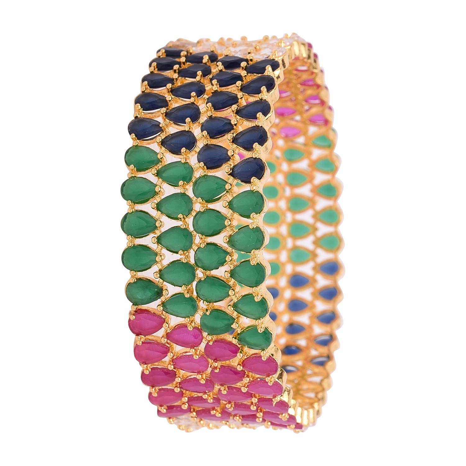 Ratnavali Jewels Gold Plated CZ American Diamond Multi Color Designer Single Piece Kada Bangle for Women/Girls Party RV4002M - Review, Price and Buying Guide