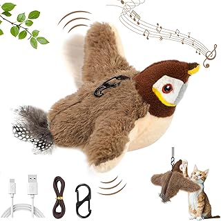 BomKra Interactive Cat Toy Bird - Flying Cat Toy Bird Electric Flutter with Bird Call, Rechargeable, 3 Vibration Modes Cat Toy product image
