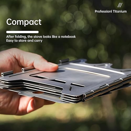 Miniatura 5 de Estufa de leña de titanio Plegable Camping Mochilero Estufa portátil de alcohol de madera para acampar al aire libre Picnic BBQ