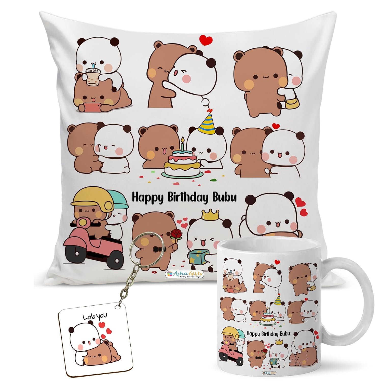 CRAFT MANIACS Bubu Dudu Pillow Mug Combo : A 16 * 16 Pillow with Filler Inside, One Bubu Dudu 350 Ml Mug & Free Wooden Keychain (Type 4) (B0DC1KRG4K) Amazon Price History, Amazon Price Tracker