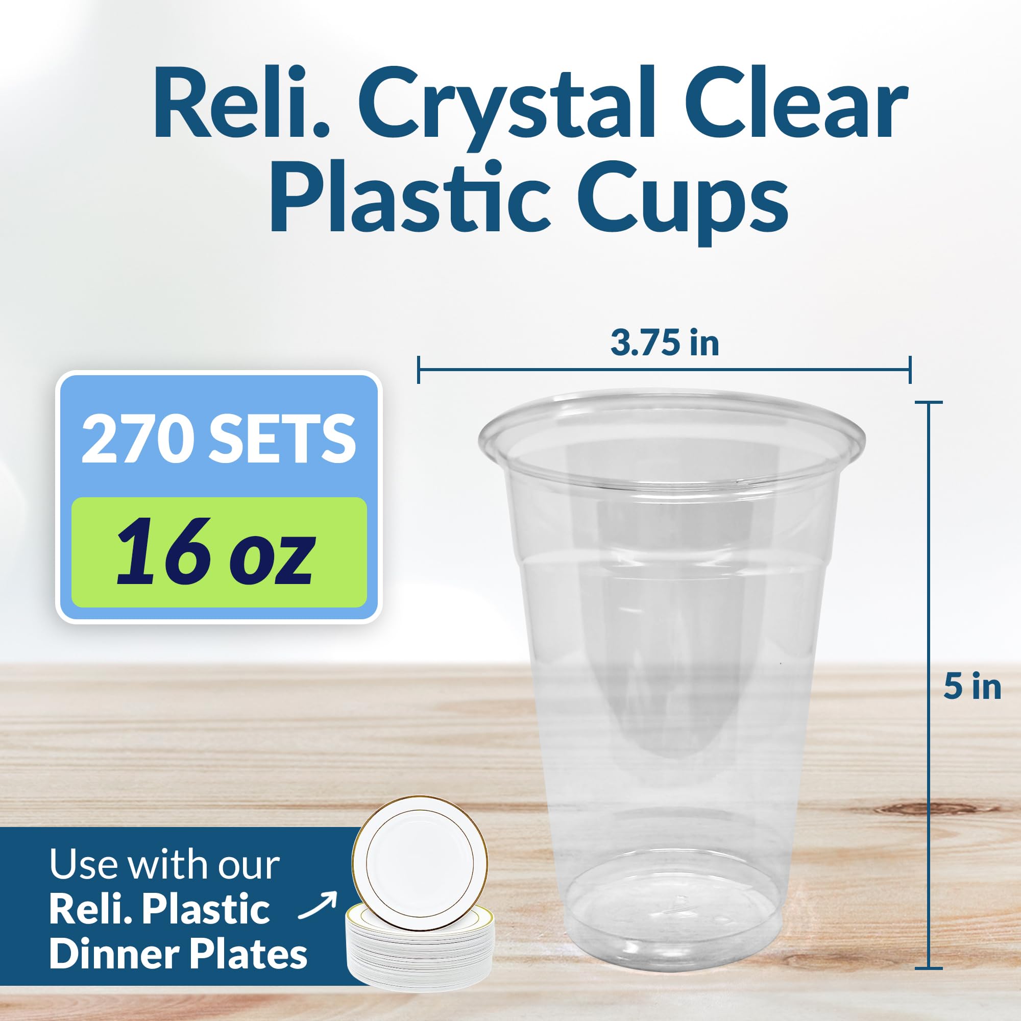 Amazon.com: Reli. Plastic Cups 16 oz (270 Pack) | Clear Plastic Cups  Disposable | PET Clear Disposable Bulk | 16oz PET Drinking Containers for  Party, Iced Coffee, Cold Drinks, Smoothies, To Go : Health & Household