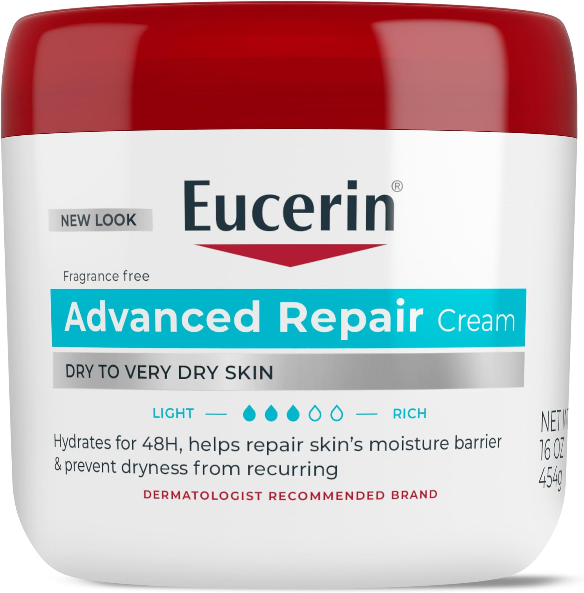 Advanced Repair Body Cream, Fragrance Free Body Cream for Dry Skin, 16 Oz Jar