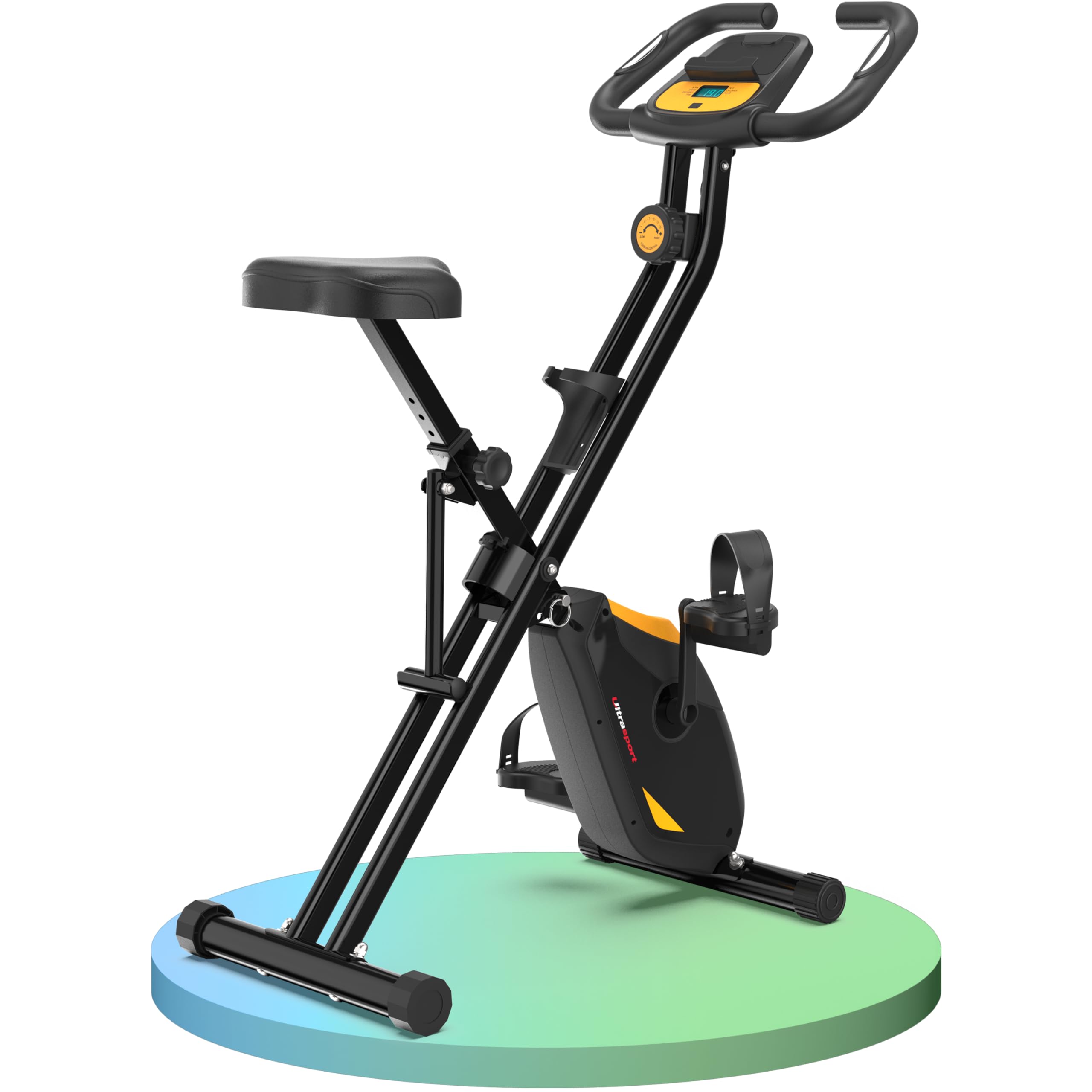 Ultrasport F-Bike Pro Cyclette da Casa Pieghevole I Cyclette Pieghevole da Casa fino a 150 KG con 16 Livelli, Sella Extra Confortevole, Funzione App, LCD Display e Sensori, Cyclette da Camera
