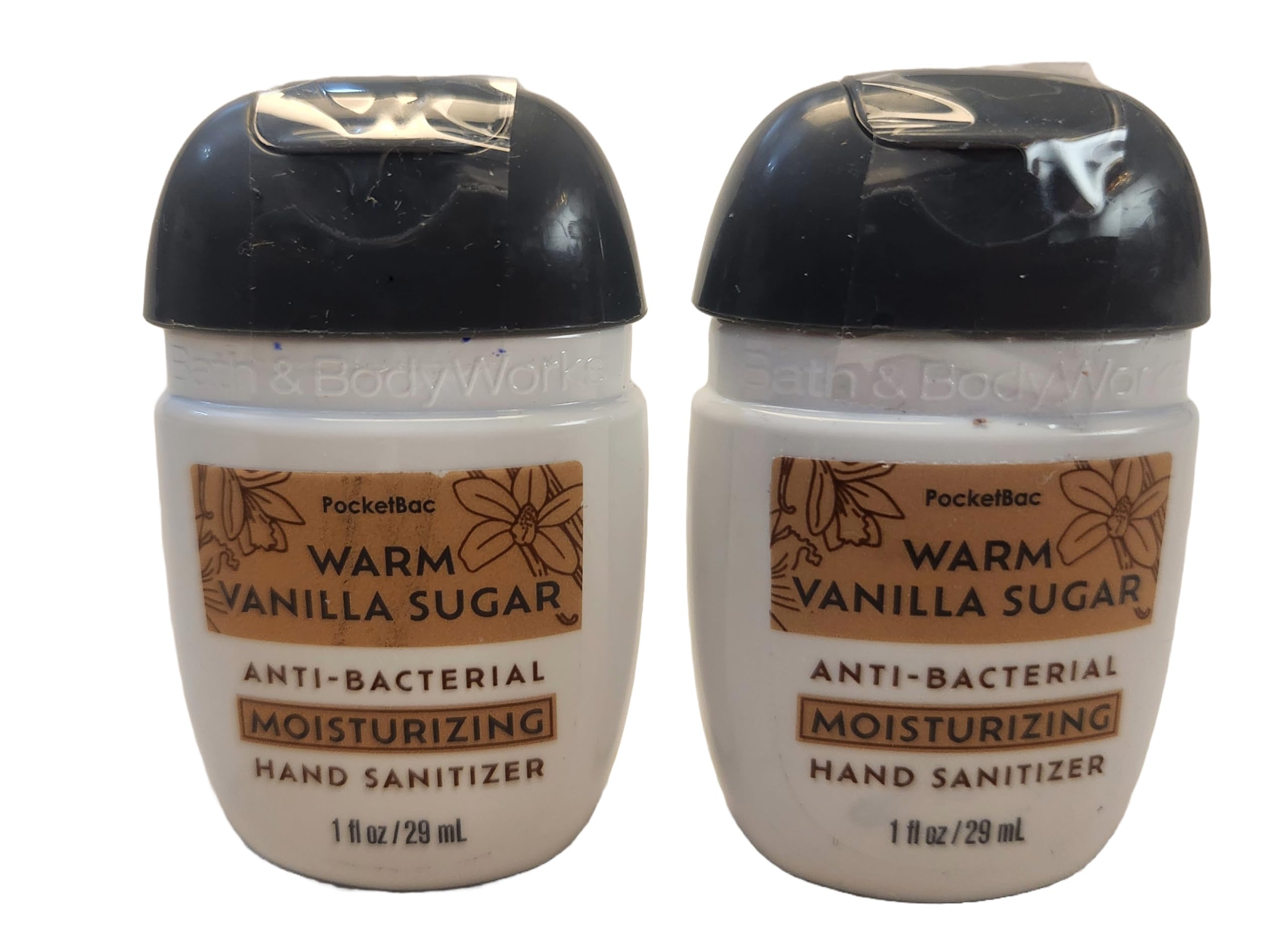 Bath and Body Care - Travel Size Sanitizer - 2 piece Bundle Set Hand Gel - 1 Fl Oz each - Label Artwork Varies (MOISTURIZING WARM VANILLA SUGAR)