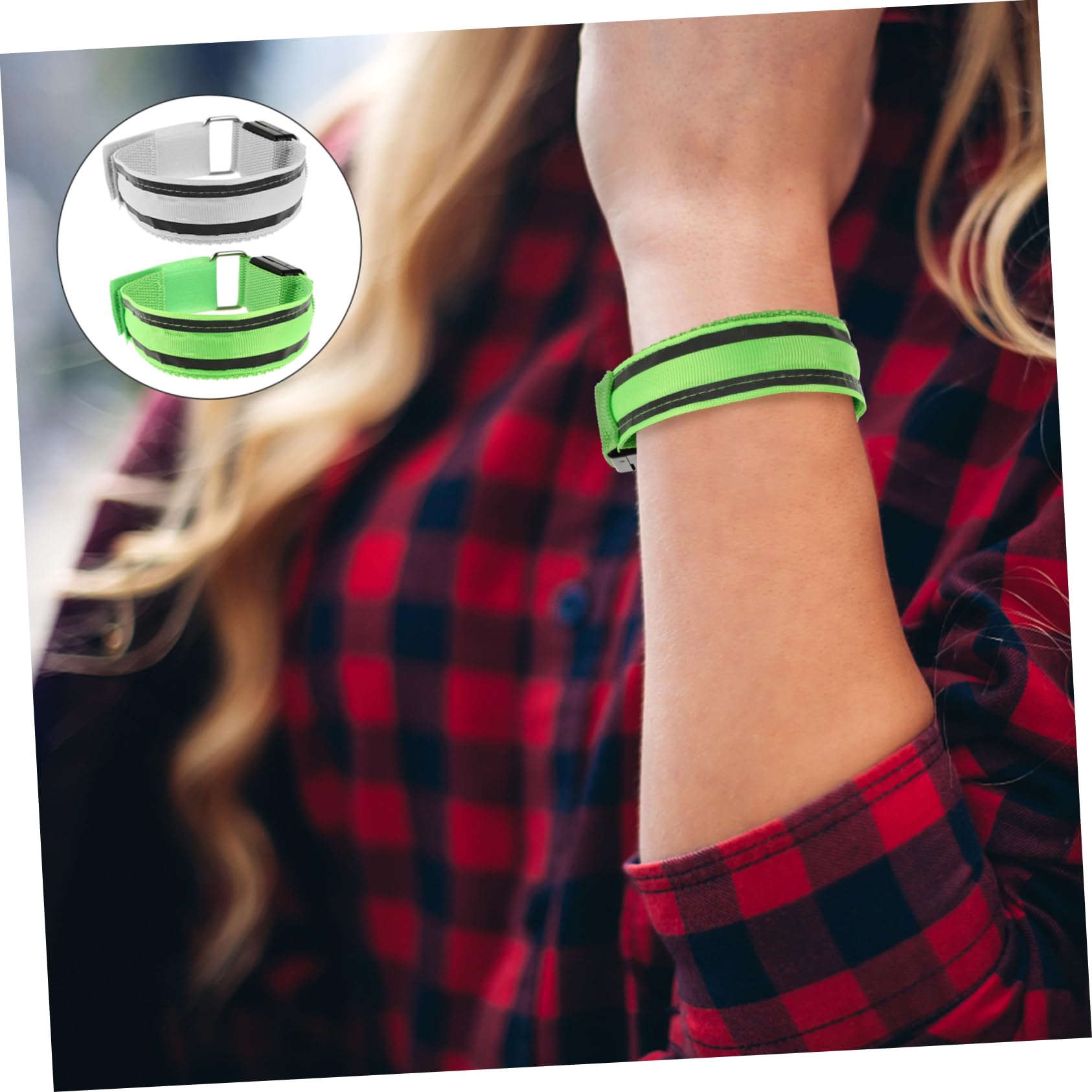 BESTonZON 2sets Adjustable LED Glowing Arm Strap High Visibility Safety Wristband for Night Running Cycling Outdoor Activities Durable Armband with Decorative Light Function 2pcs*2