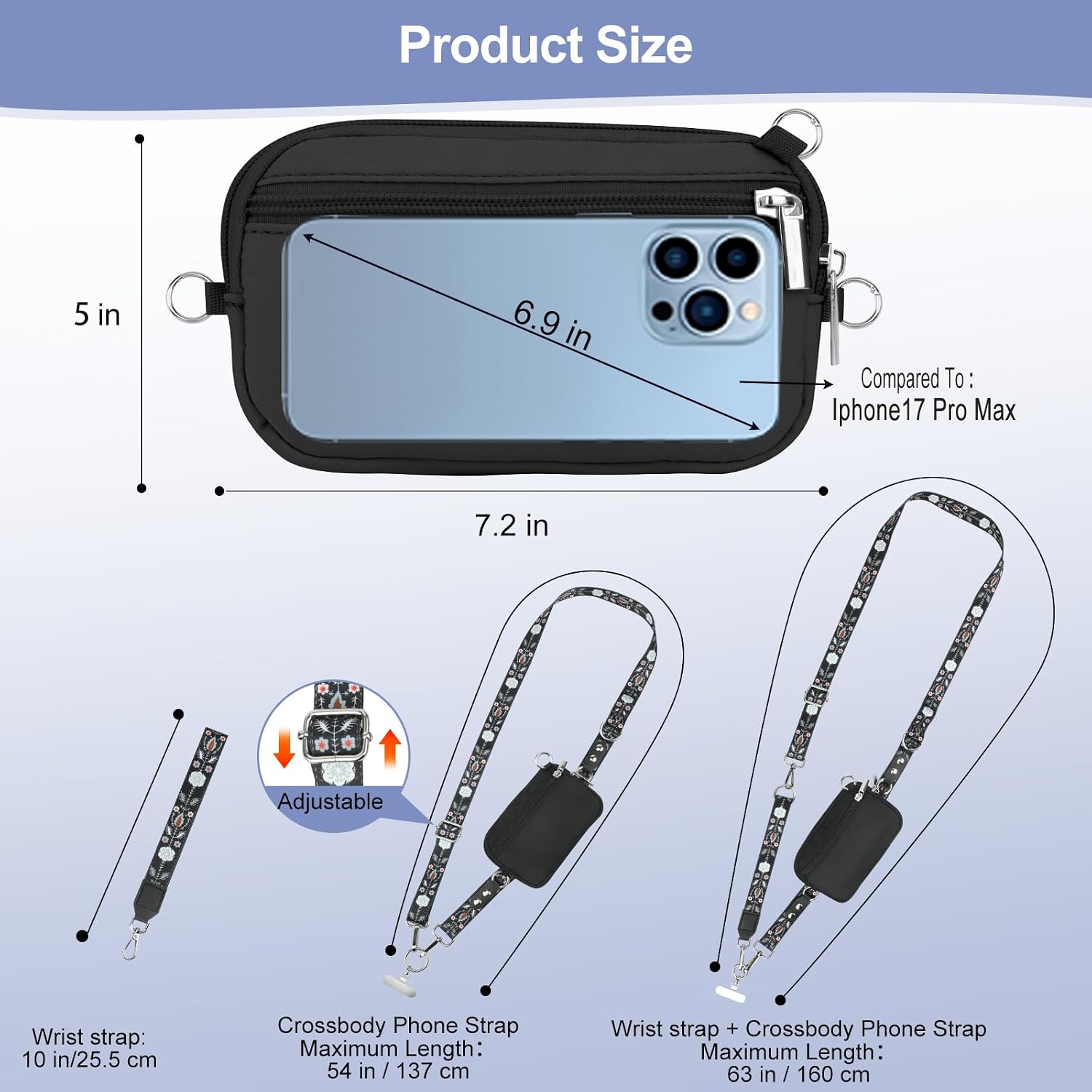 Phone Lanyard Crossbody with Detachable RFID Wallet (M1, Large) image 2