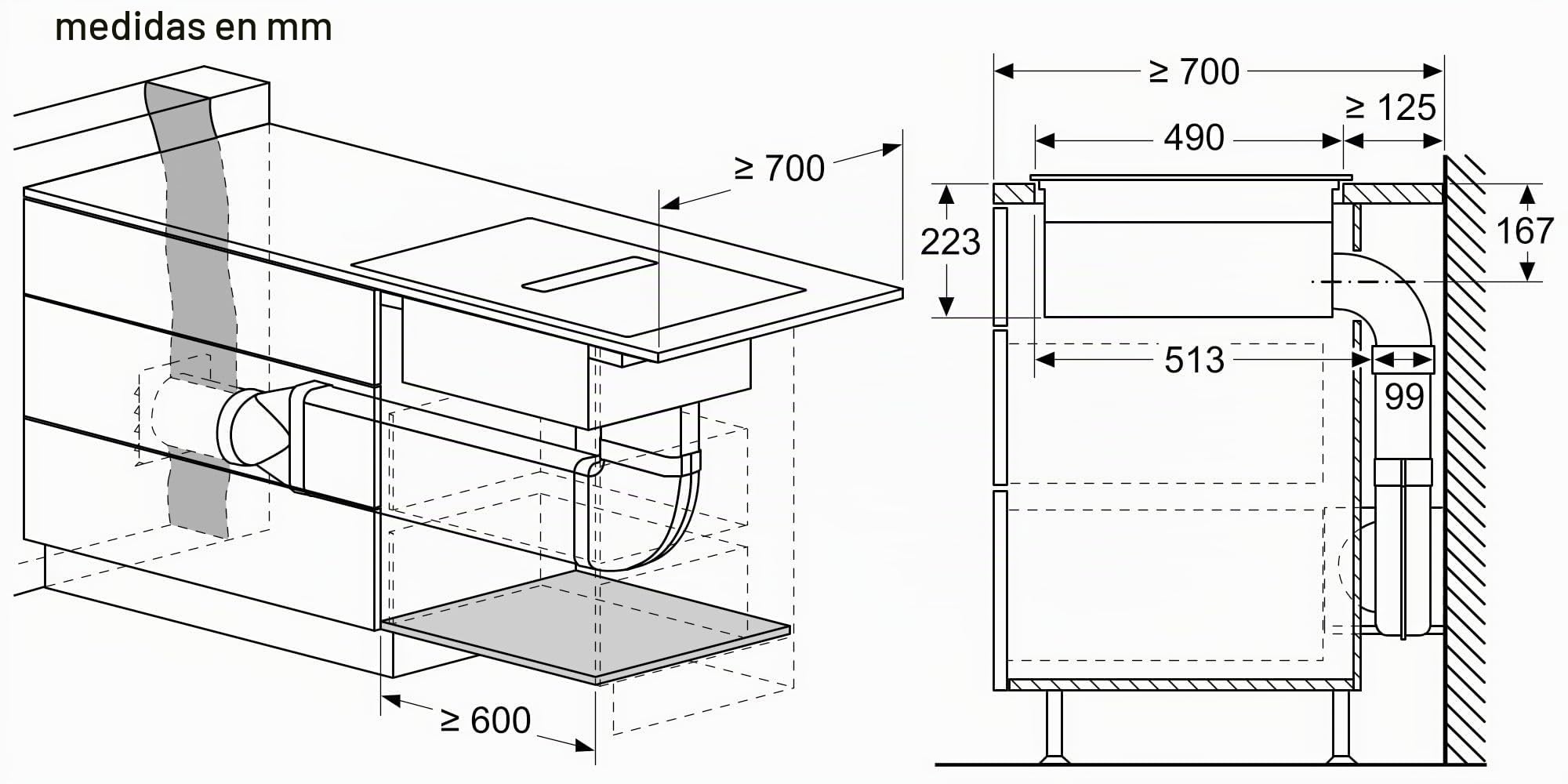 NEFF V58NBS1L0 N 50 - Placa de inducción con extractor integrado de 80 cm, extremadamente silencioso, sin marco, control táctil, inducción Combi, filtro de grasa fácil de limpiar, nivel de potencia