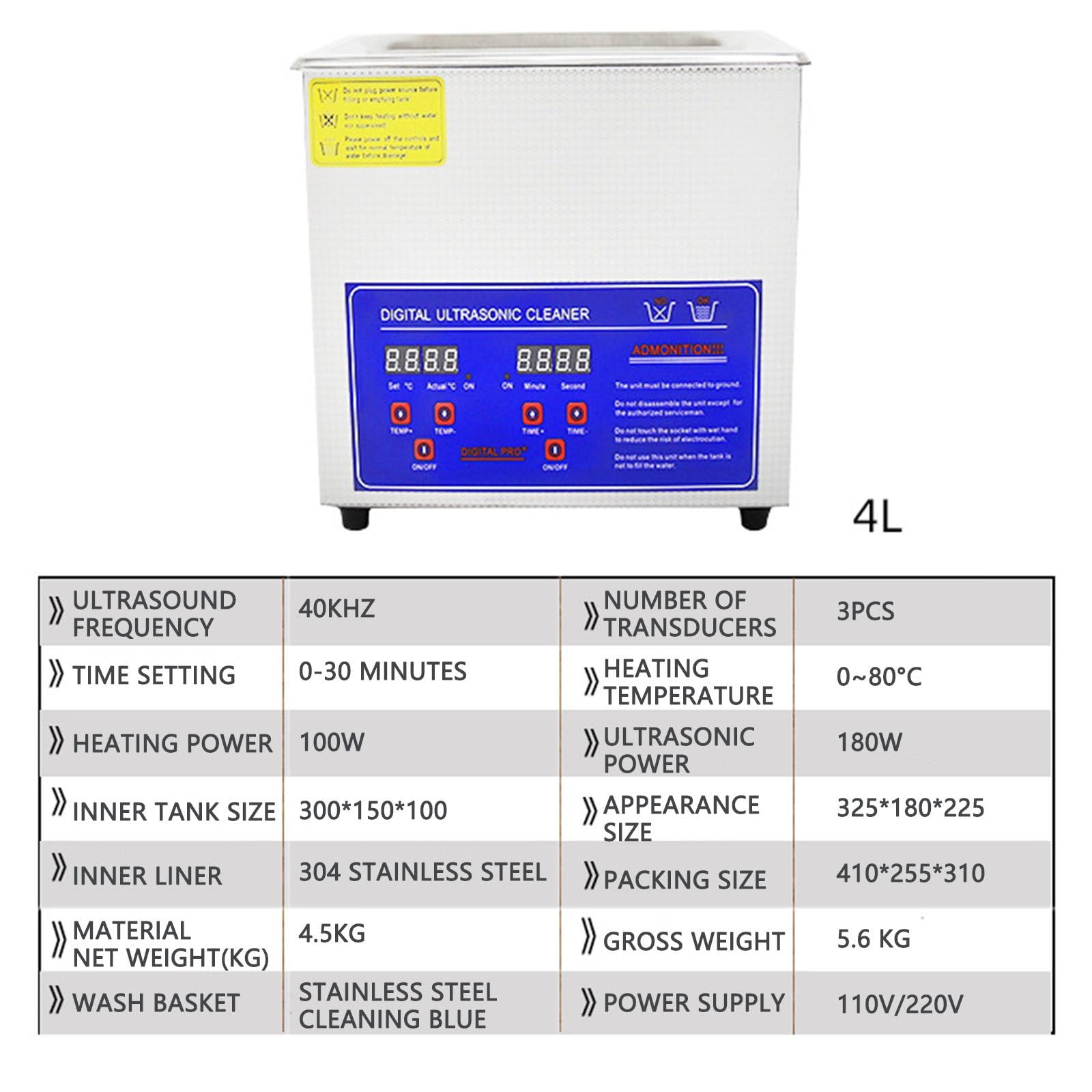 4L/6L/10L/14L/15L/22L/30L Ultraschallgerät,Digitale Heizung Timer Schmuckreinigung 4L | 4L/6L/10L/14L/15L/22L/30L Edelstahl Professioneller Schallreiniger für den privaten und gewerblichen Gebrauch im Labor