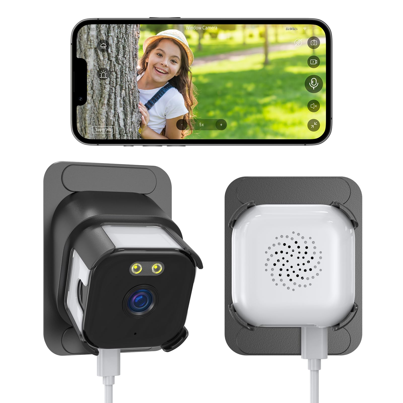 ANYQOO 2 Paquet Caméra sans Fil Interieur 3MP 2K, Surveillance Intérieur Vision Nocturne Couleur IA, Détection Mouvement, WiFi 2.4/5GHz, Enregistrement 24/7, Installation Facile pour Fenêtre