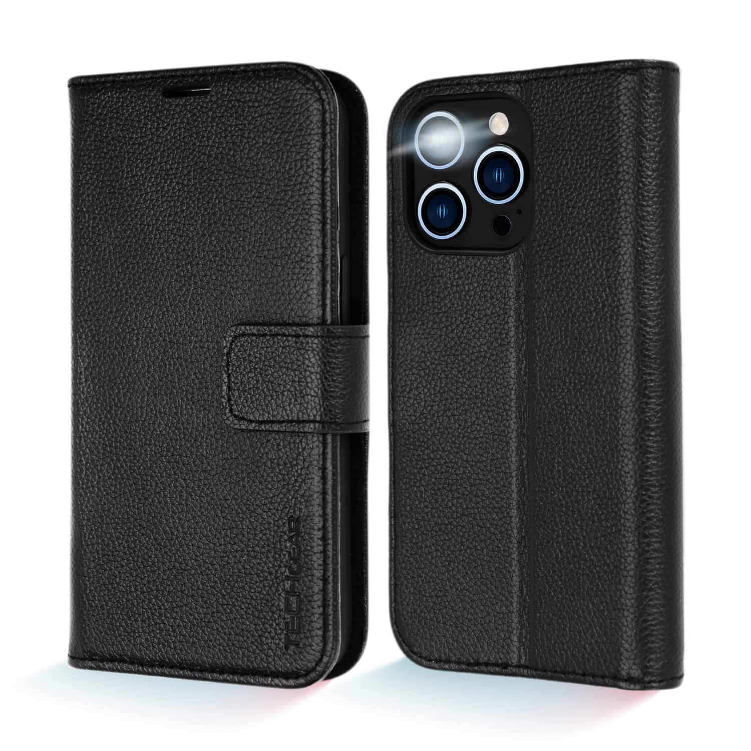 TECHGEAR Cover Portafoglio iPhone 14 Custodia in Pelle Vera