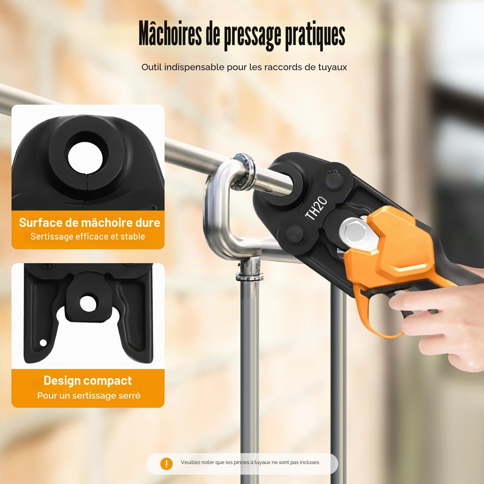 Pince à sertir TH16 TH20 TH26 avec mâchoires à profil TH, outils de presse pour systèmes de tuyauterie multicouches