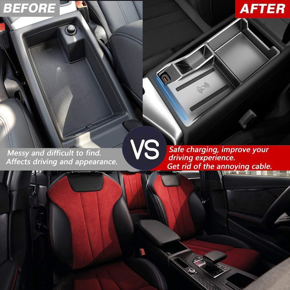 wireless car charger for audi a4 a5 s4 s5 2017 2021 15w fast charging phone charger pad with qc3 0 usb for iphone 12 pro max mini 11 xs maxxr 8