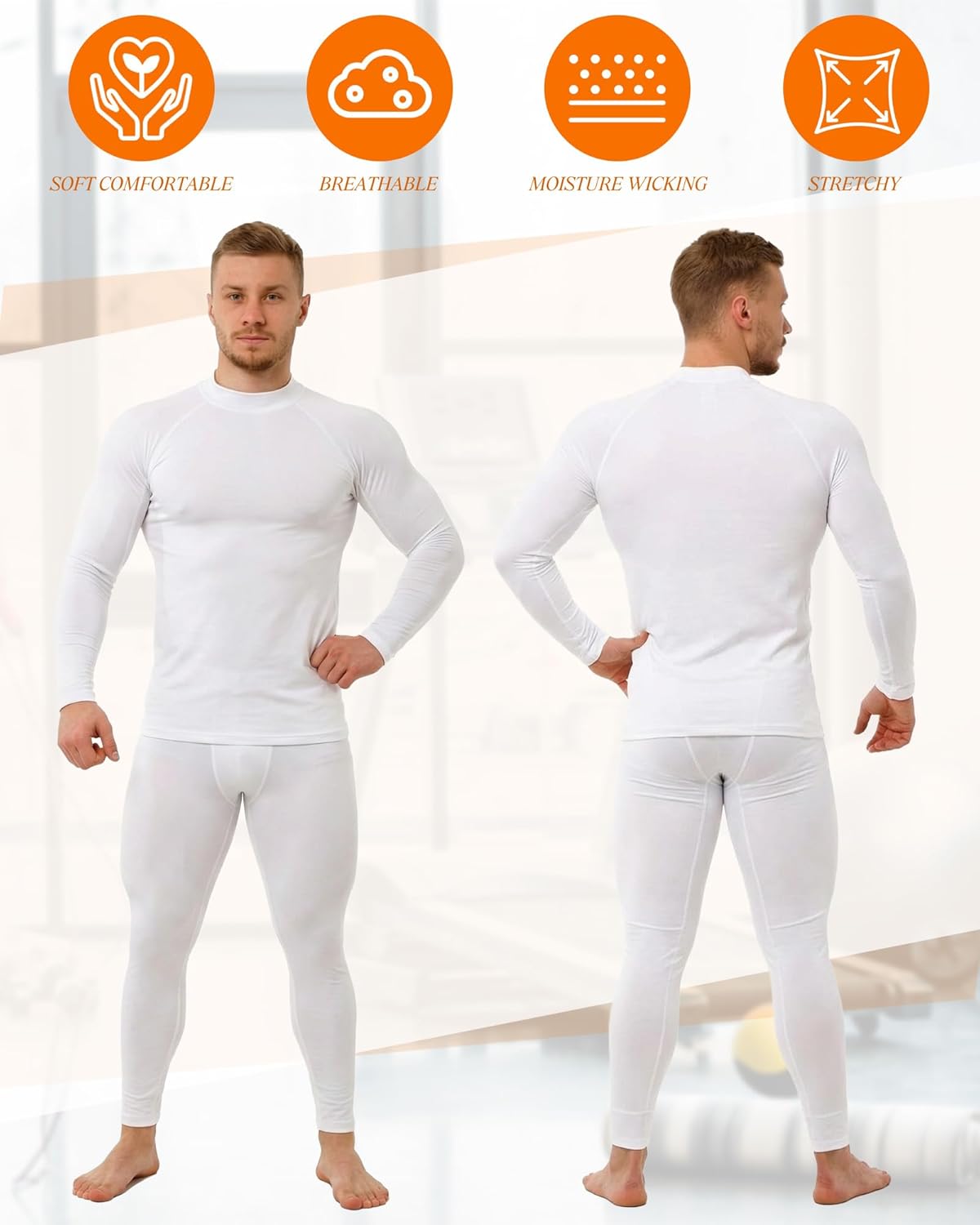 Hicarer 4 Pcs Men's Athletic Compression Shirts Workout Running Long Sleeve Shirt Mock Neck Dry Base Layer Tops - Image 3