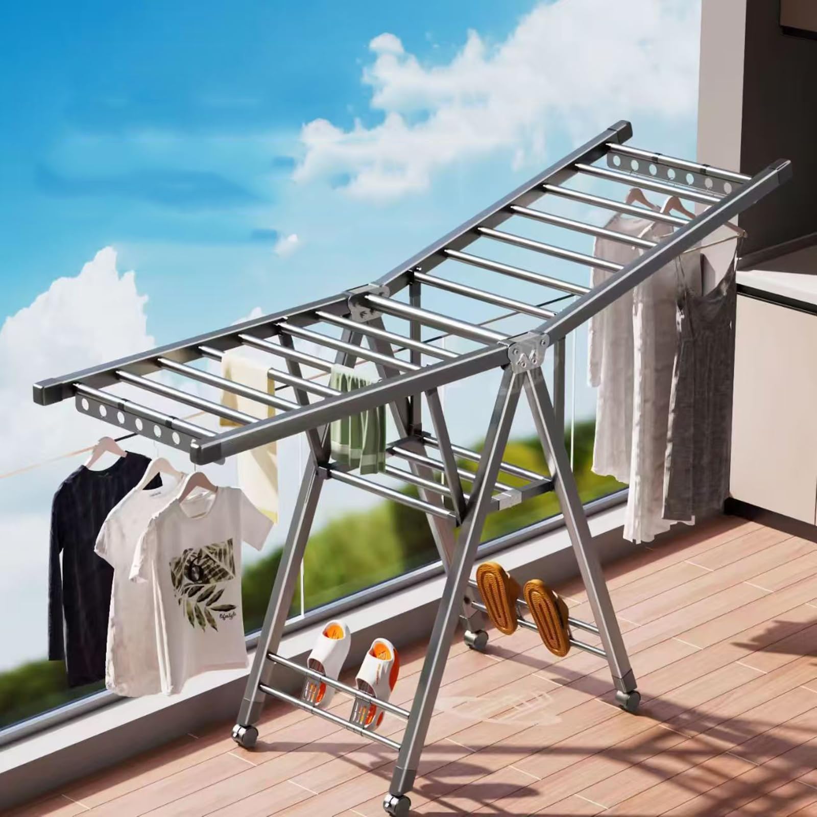 Klappbarer Flügelwäscheständer,Flügelwäschetrockner Mit Höhenverstellbare Flügel Für Innen,Wäscheständer Zusammenklappbar,Stabiler Wäscheturm,140cm