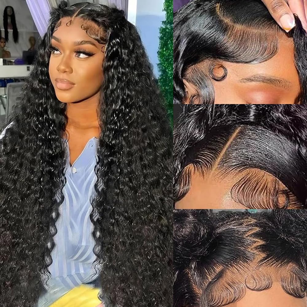 Dundix 28 Inch Deep Wave Lace Front Wigs Human Hair 13x6 HD Lace Front Wigs Human Hair Deep Wave Wig Glueless Wigs Pre Plucked Deep Curly Wig for