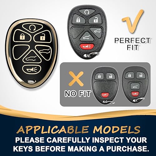 Miniatura 2 de QBUC para llavero de Chevy con funda de goma TPU suave con llavero, dorado, protección con borde dorado, compatible con 2007-2014 Chevy Tahoe