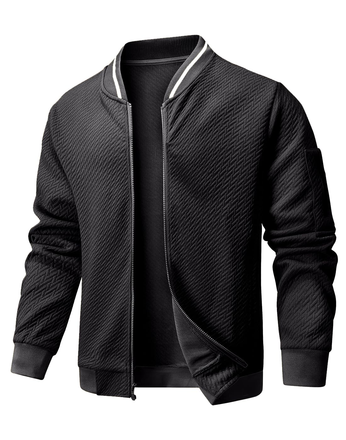 Wizoat Mens Casual Jacket Loose Fit Lightweight Jacket Varsity Bomber Jacket with Zipper