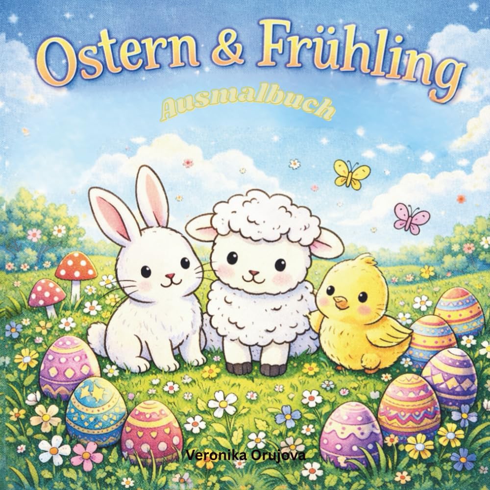Ostern & Frühling zum Ausmalen: Magisches Oster-Ausmalbuch für Kinder mit Feen, Zwergen, Hasen & Ostereiern