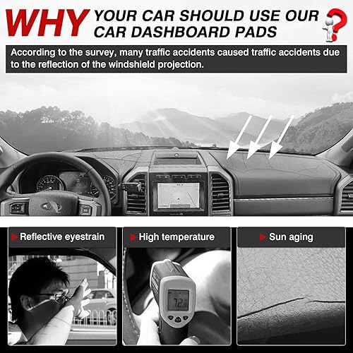 Vista 135 de Autorder Alfombrilla de cubierta de salpicadero para Ford F150 F250 F350 1992-1996 Accesorios Cubierta de tablero de franela para salpicadero