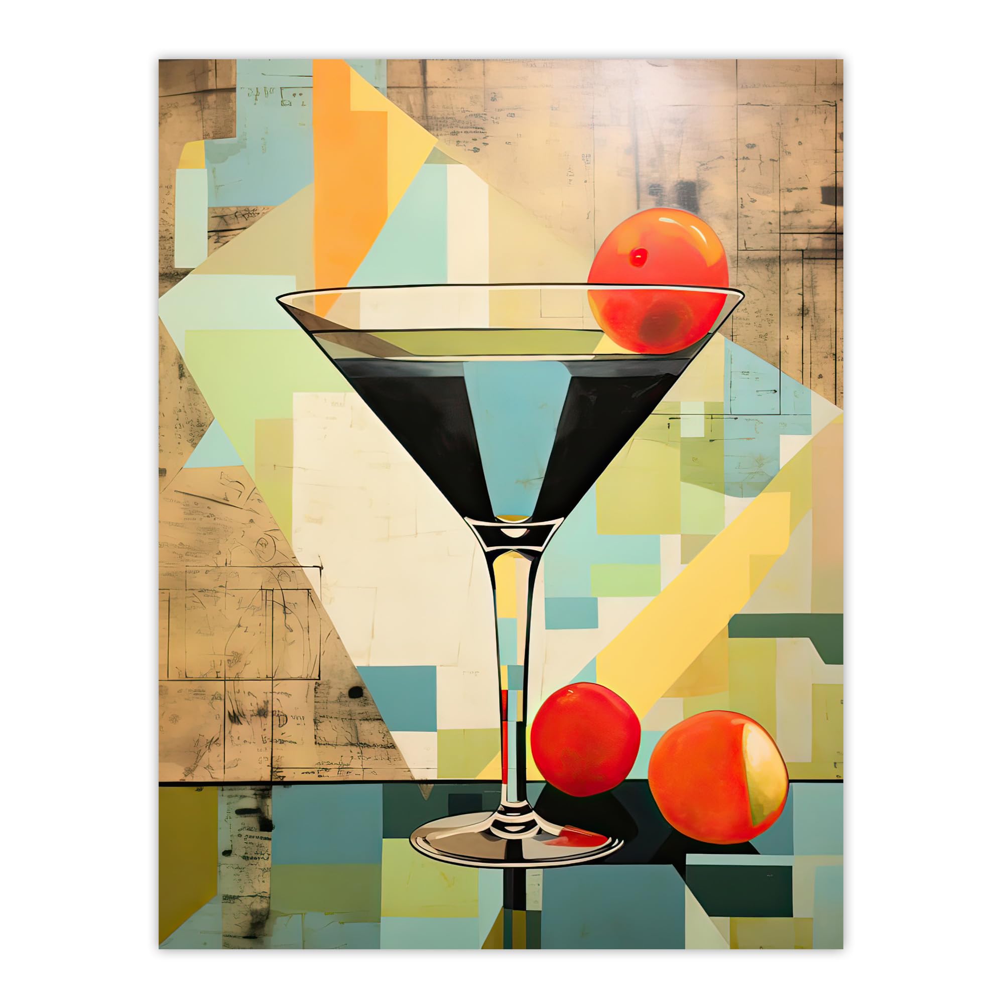 Artery8 Cocktail Drink Abstract Geometric Kitchen Artwork Large Wall Art Poster Print Thick Paper 18X24 Inch