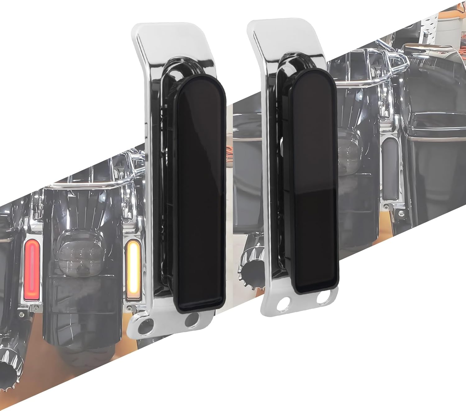 LED Rear Fender Saddlebag Lights Turn Signal Brake Run Lamps Fit for Harley Touring Road King FLHR Electra Glide FLHT Ultra Limited FLHTK 2014-2024 (Chrome Housing Smoke Len)