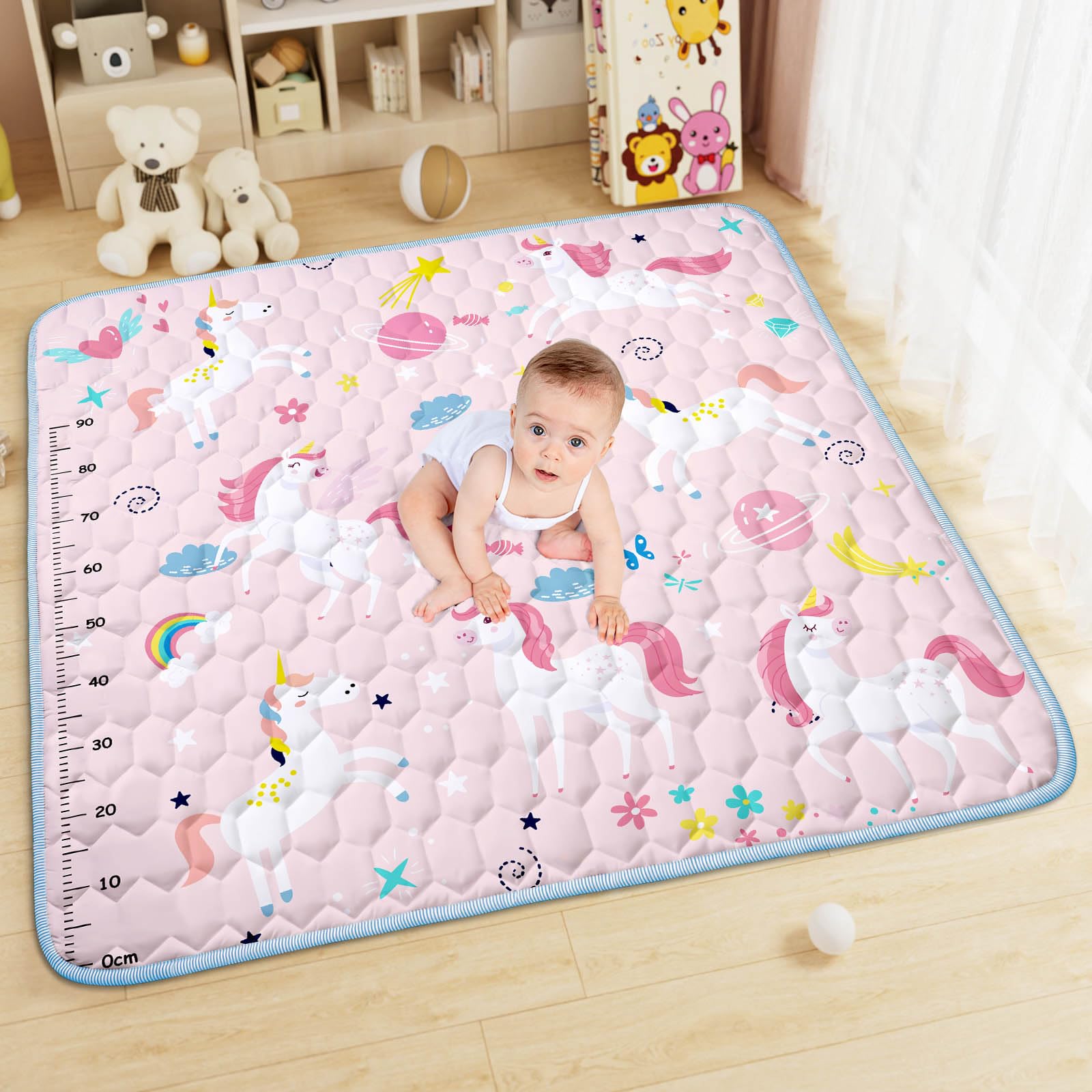 Aolso Baby Play Mat, Foldable Kids Playmat, Baby Play Mats for Floor 127x127cm Soft Waterproof Play Mat
