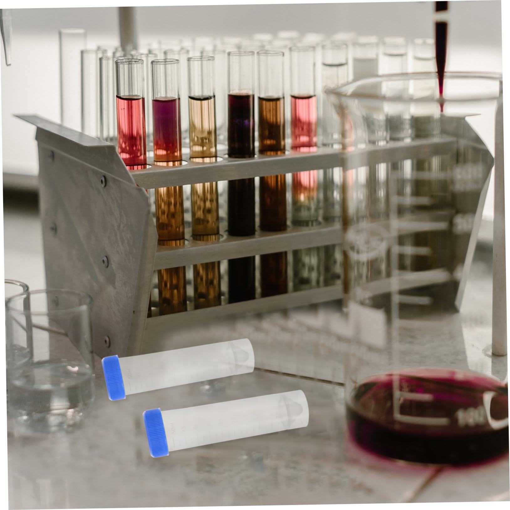 Anneome Provette da Centrifuga in Plastica 50ml Fondo Piatto Tappo a Vite e Scala 50 Pezzi per Esperimenti di Laboratorio e Ricerca
