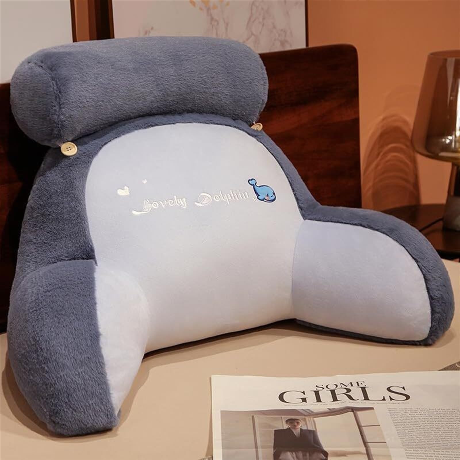 Uoxhfdh Whale Lumbar Support Removable Head Pillow Ergonomic Backrest Plush Throw(,S)